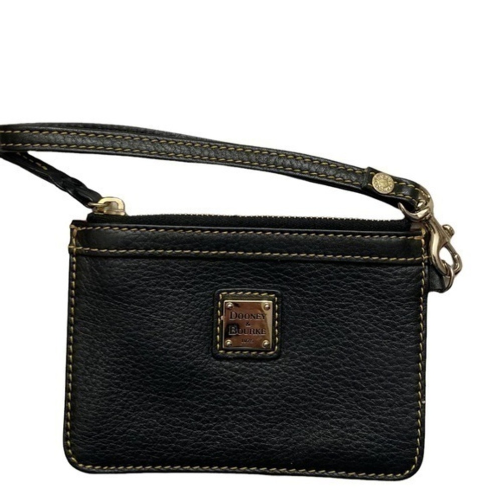 Dooney and Bourke black leather wristlet wallet mini clutch bag